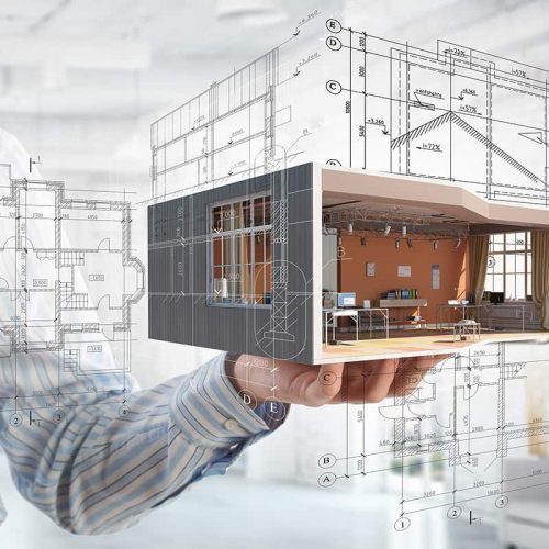 Detailed architectural exterior view showcasing building dimensions and design elements